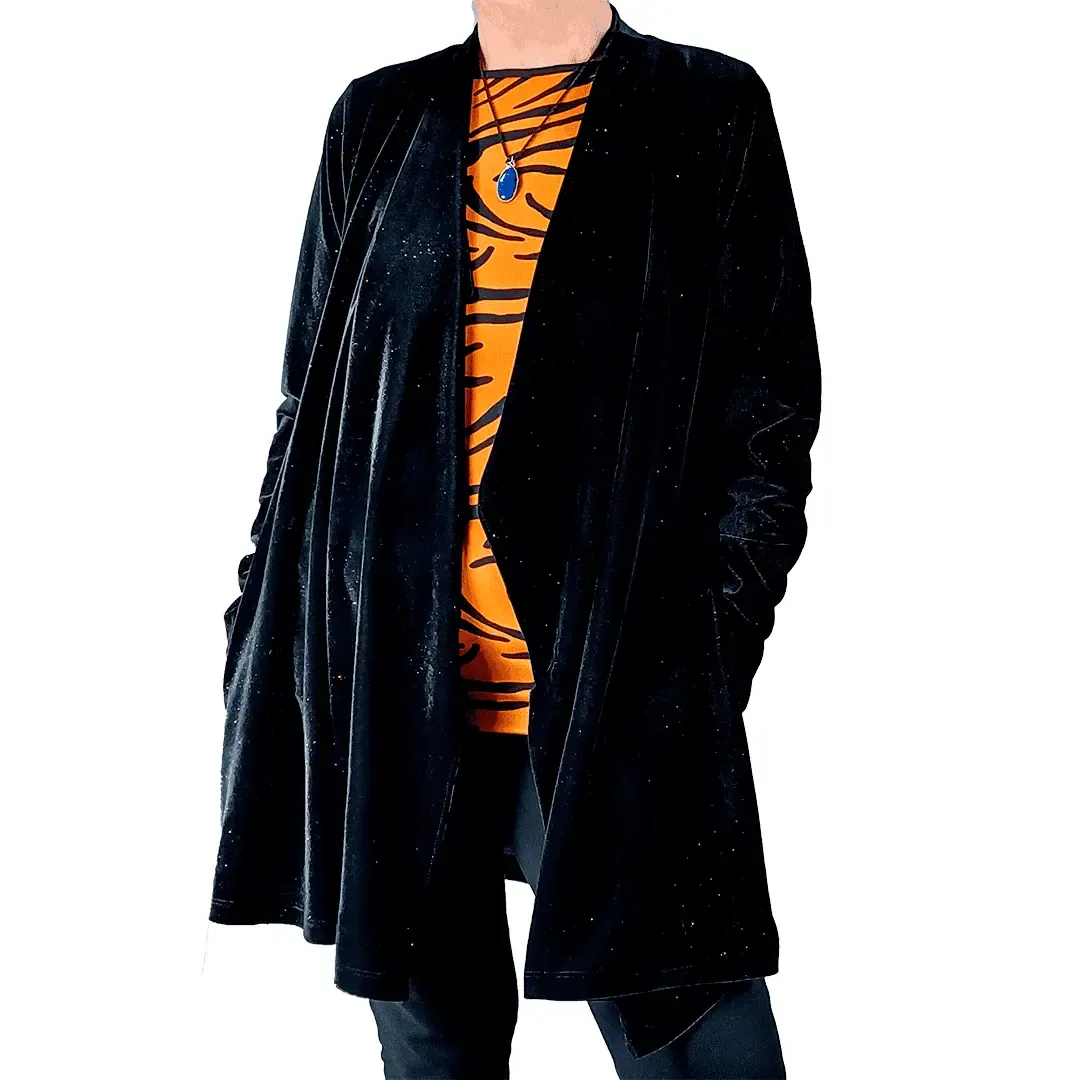 Saco Manga Larga Con Bolsillos Terciopelo