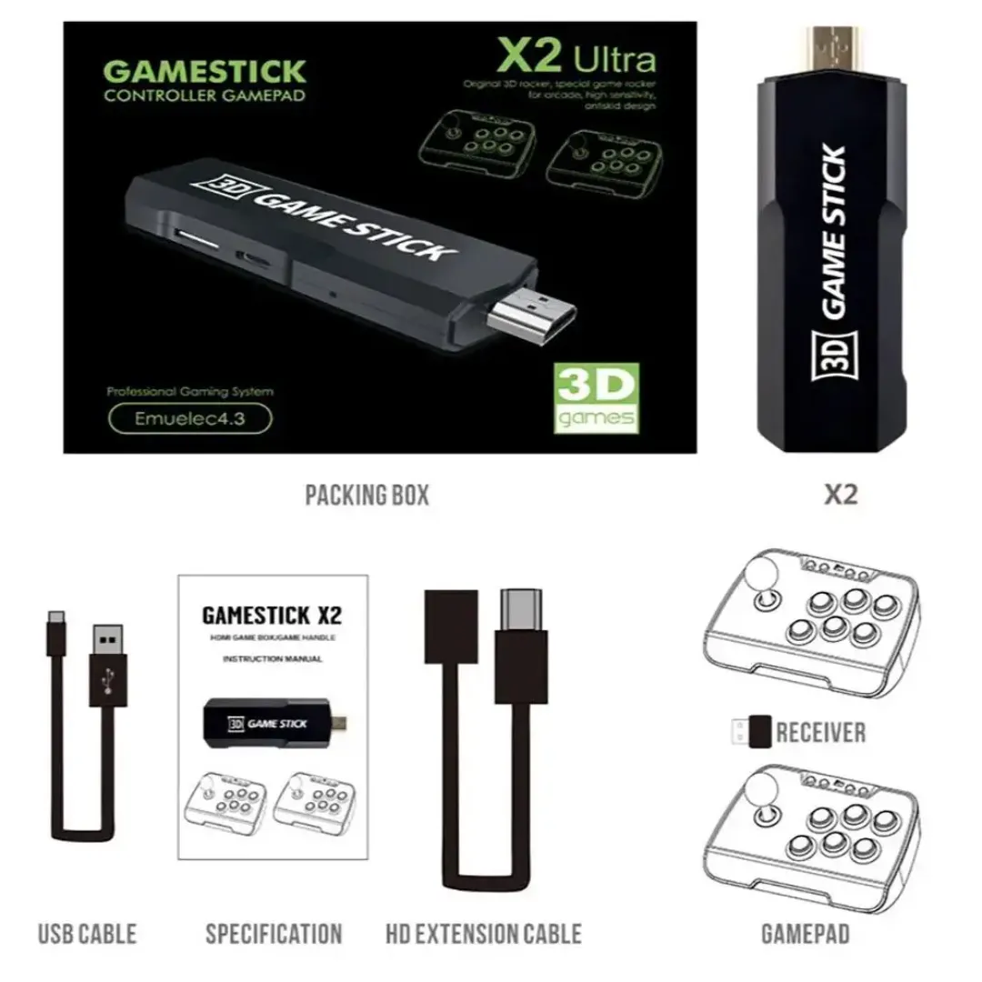 GameStick X2 Arcade | Consola Retro +20.000 Juegos con 2 Joysticks Inalámbricos