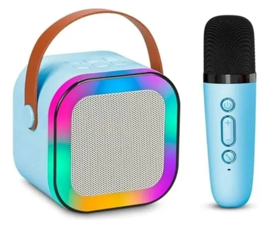 Mini Parlante Bluetooth con Micrófono Karaoke y Luces LED | Portátil