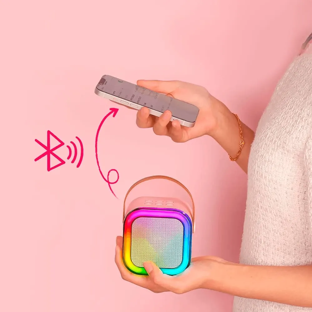Mini Parlante Bluetooth con Micrófono Karaoke y Luces LED | Portátil
