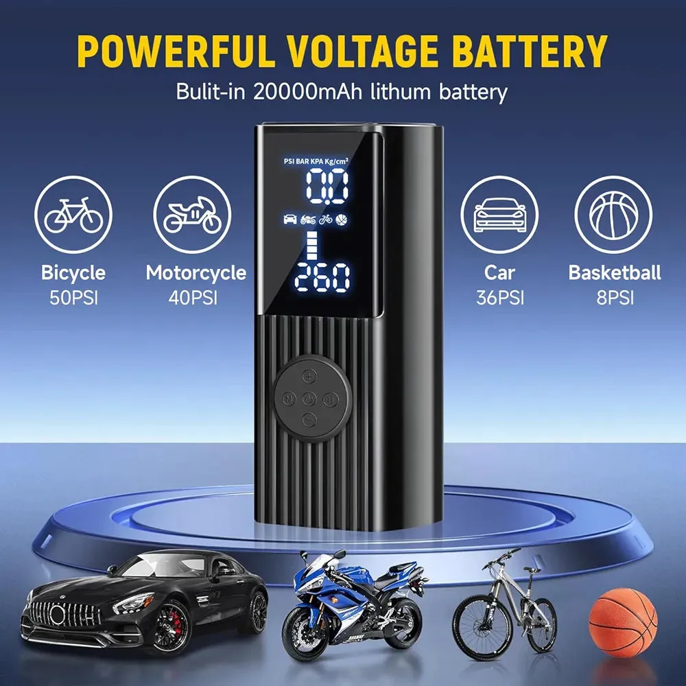 Compresor de Aire Portátil Inteligente – 5 Modos, Batería Recargable y Power Bank