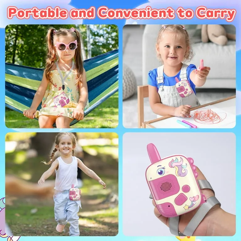 Walkie-Talkies para niños pack x2 – Juegos Divertidos, Unicornios y Dinosaurios