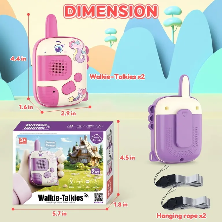 Walkie-Talkies para niños pack x2 – Juegos Divertidos, Unicornios y Dinosaurios