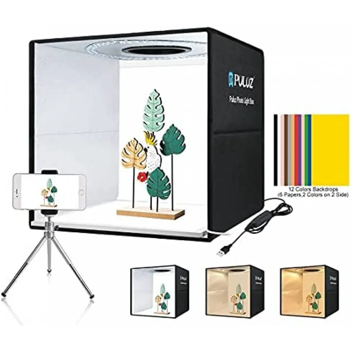 Caja de Estudio Fotográfico con Luz LED Regulable – 40×40×40 cm para Fotos Profesionales de Productos