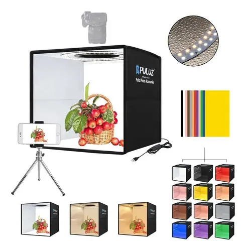 Caja de Estudio Fotográfico con Luz LED Regulable – 40×40×40 cm para Fotos Profesionales de Productos