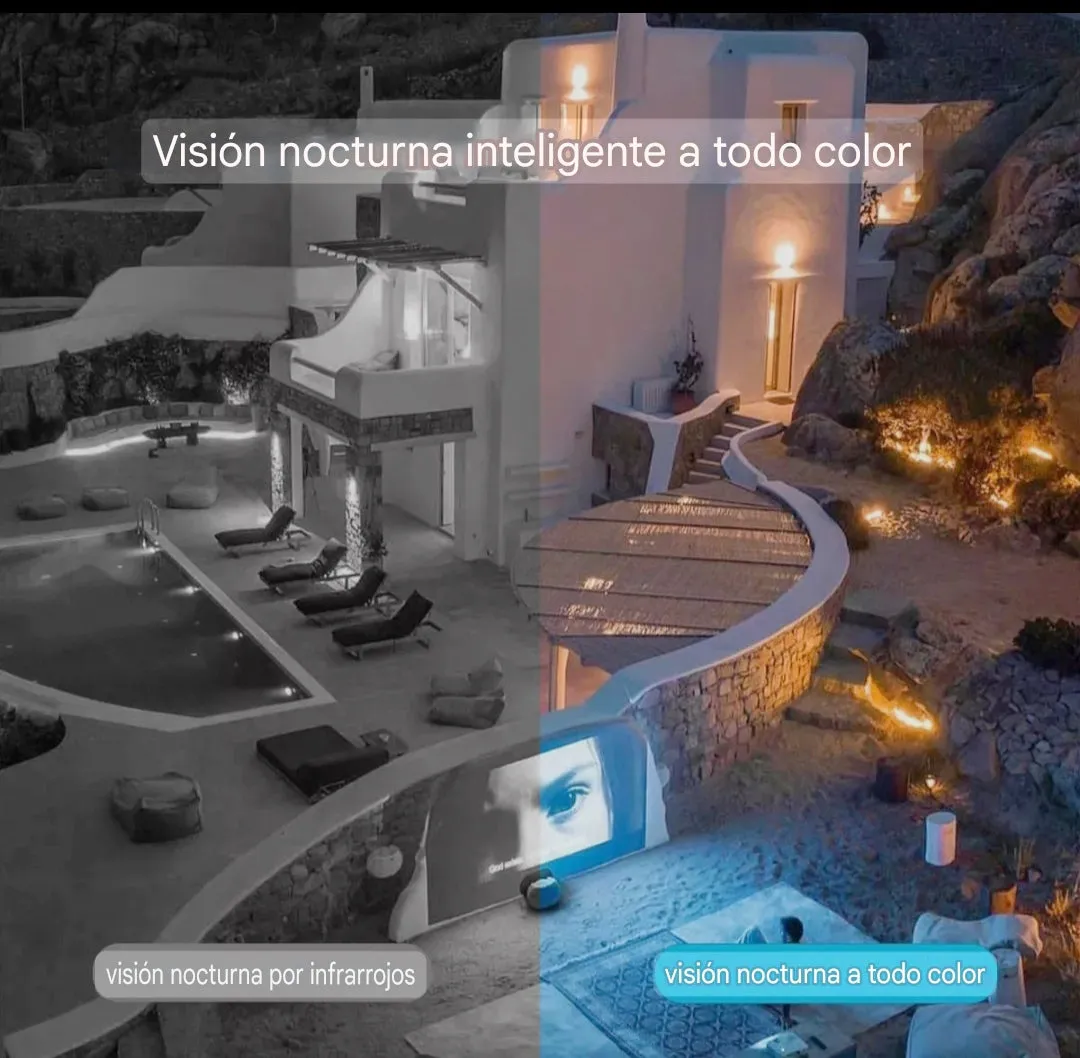 Cámara de seguridad inteligente Wi-Fi | Visión Nocturna a Color, Audio Bidireccional y Seguimiento de Movimiento PTZ