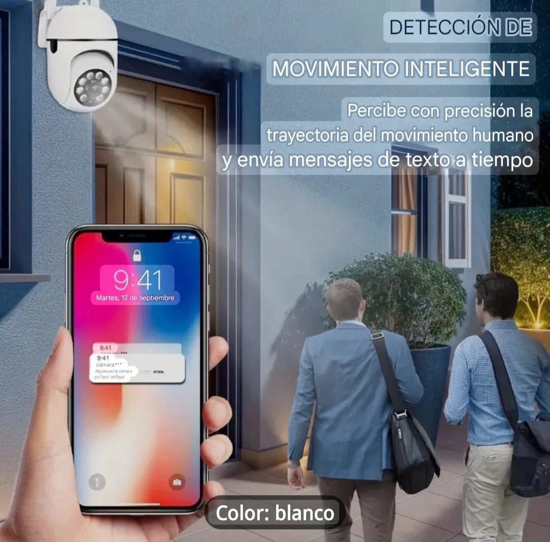 Cámara de seguridad inteligente Wi-Fi | Visión Nocturna a Color, Audio Bidireccional y Seguimiento de Movimiento PTZ