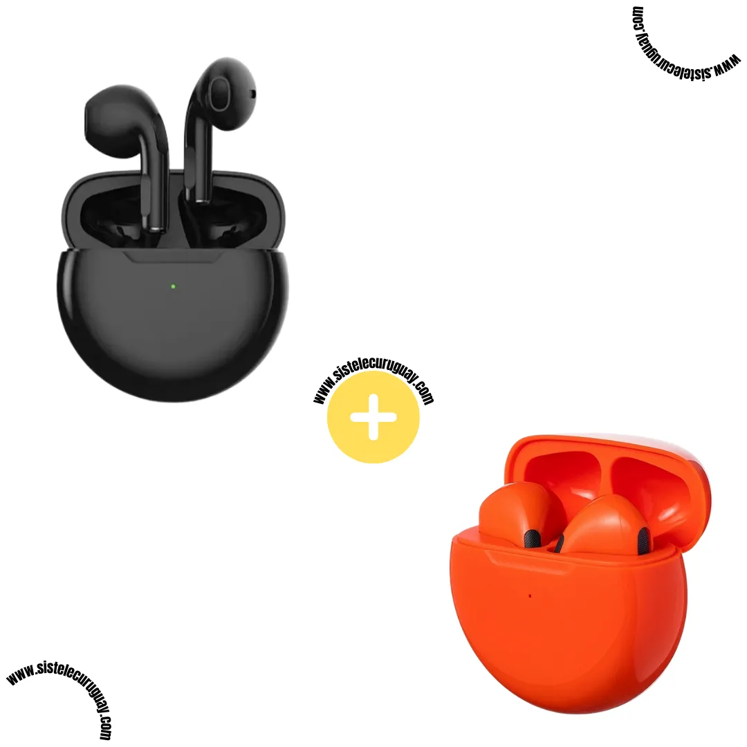 Auriculares Inalámbricos PRO6 (Pack x2) con Bluetooth 5.0, Control Táctil y Caja de Carga | Compatibles con iOS y Android