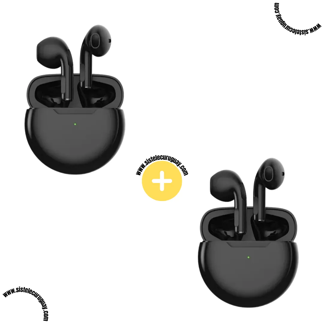 Auriculares Inalámbricos PRO6 (Pack x2) con Bluetooth 5.0, Control Táctil y Caja de Carga | Compatibles con iOS y Android