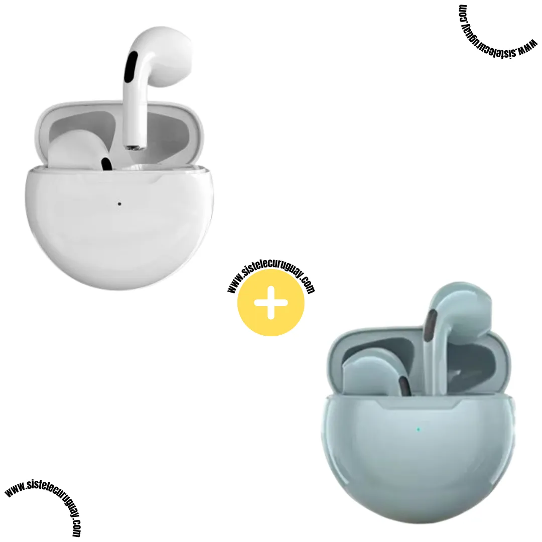 Auriculares Inalámbricos PRO6 (Pack x2) con Bluetooth 5.0, Control Táctil y Caja de Carga | Compatibles con iOS y Android