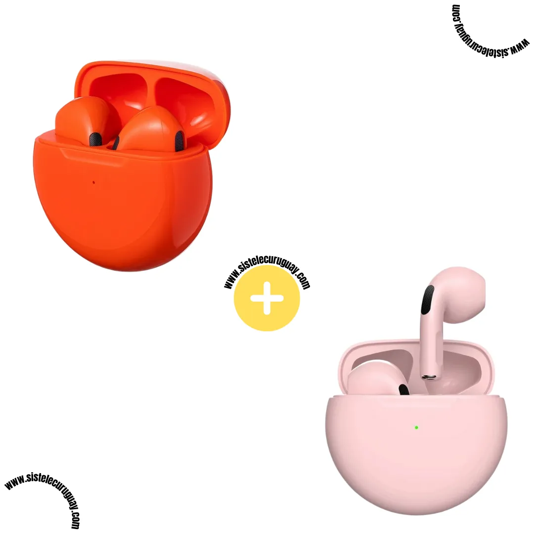 Auriculares Inalámbricos PRO6 (Pack x2) con Bluetooth 5.0, Control Táctil y Caja de Carga | Compatibles con iOS y Android