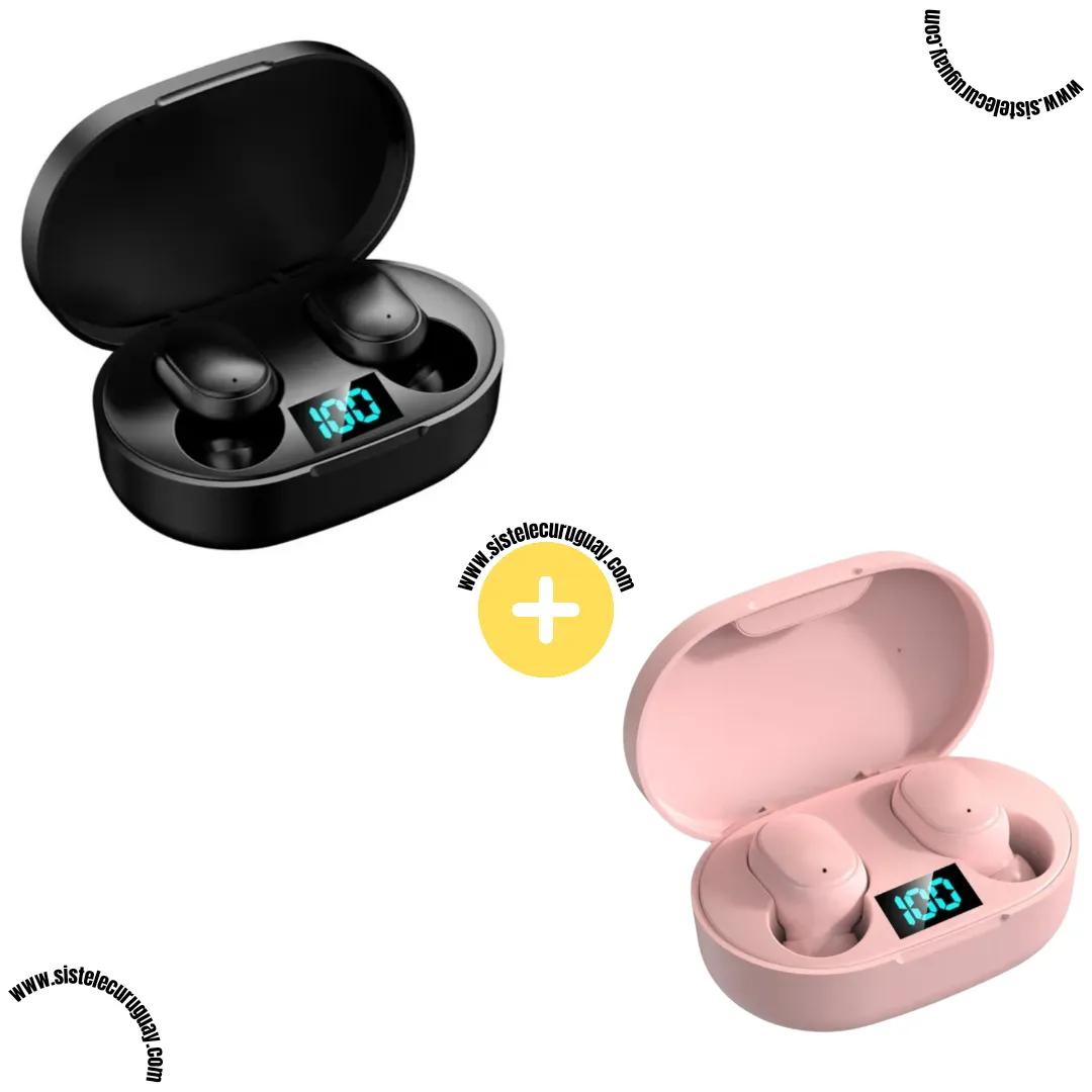 Auriculares Inalámbricos E6S (Pack x2) con Bluetooth 5.0, Control Táctil y Caja de Carga | Compatibles iOS y Android