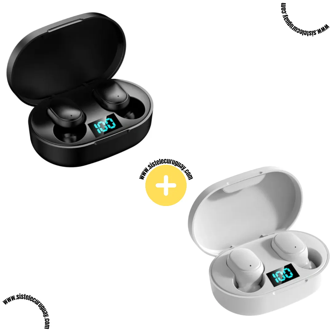 Auriculares Inalámbricos E6S (Pack x2) con Bluetooth 5.0, Control Táctil y Caja de Carga | Compatibles iOS y Android