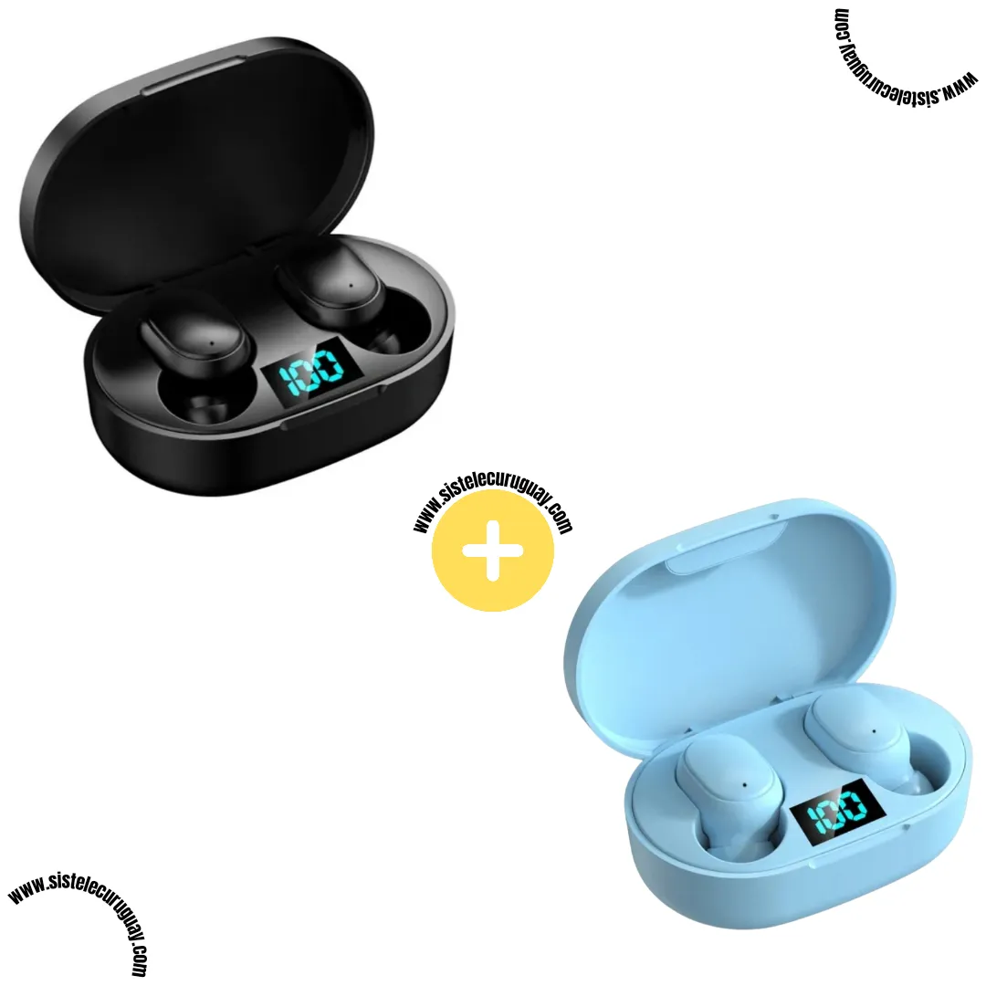 Auriculares Inalámbricos E6S (Pack x2) con Bluetooth 5.0, Control Táctil y Caja de Carga | Compatibles iOS y Android