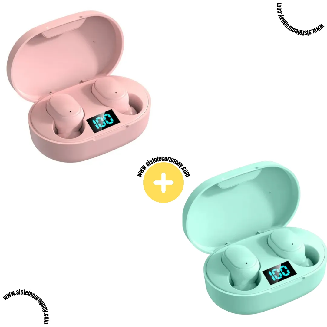 Auriculares Inalámbricos E6S (Pack x2) con Bluetooth 5.0, Control Táctil y Caja de Carga | Compatibles iOS y Android