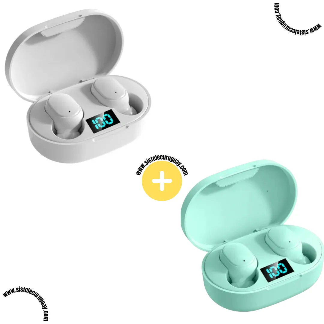 Auriculares Inalámbricos E6S (Pack x2) con Bluetooth 5.0, Control Táctil y Caja de Carga | Compatibles iOS y Android