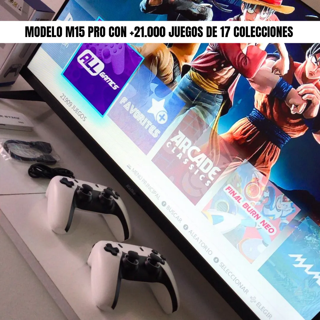 Game Stick M15 PRO – Consola de Videojuegos Retro +21.000 Juegos con Mandos Tipo PS5