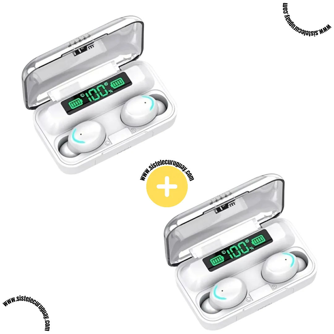 2 Auriculares Inalámbricos F9 con Caja Power Bank, Pantalla LED y Batería de Larga Duración | Bluetooth 5.0