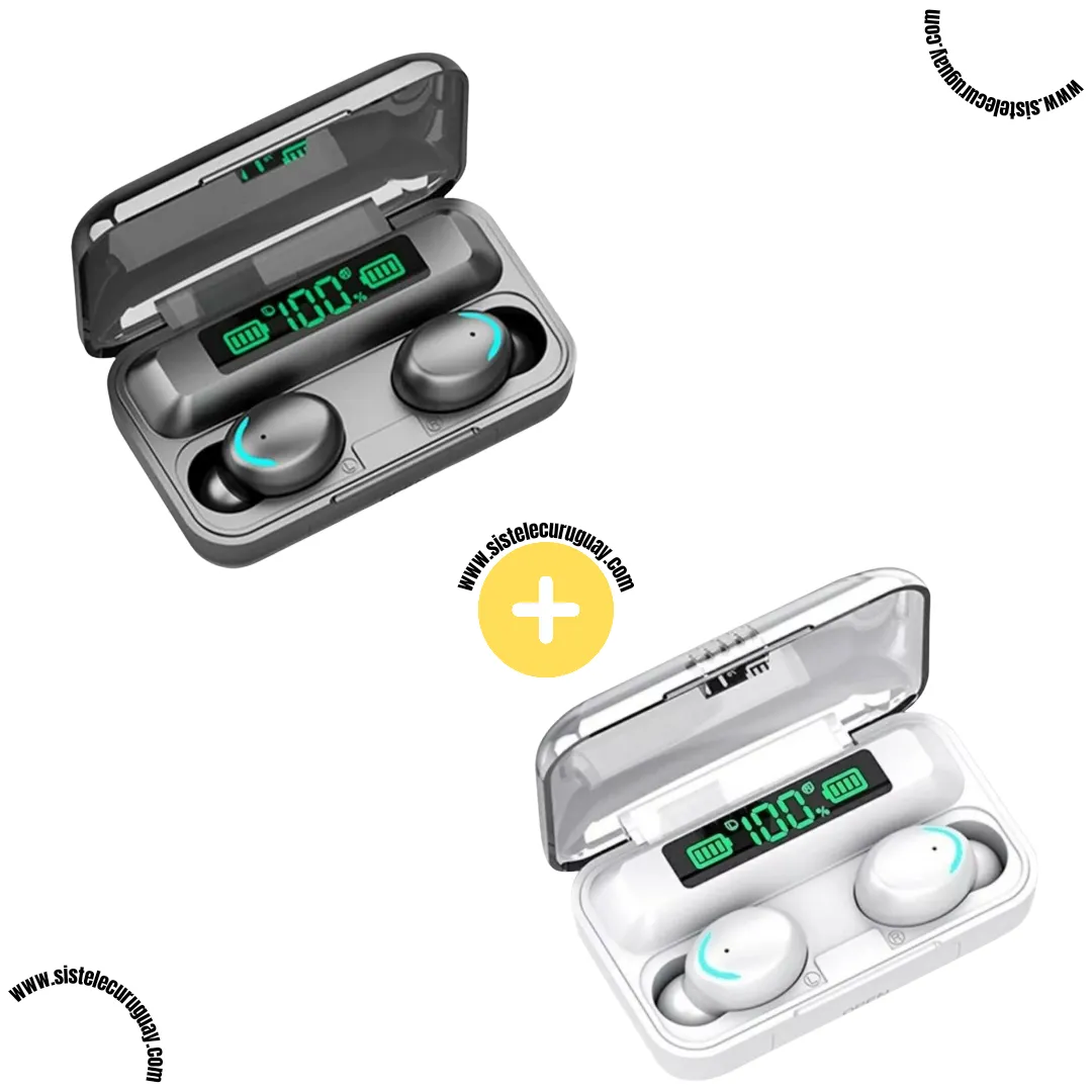 2 Auriculares Inalámbricos F9 con Caja Power Bank, Pantalla LED y Batería de Larga Duración | Bluetooth 5.0