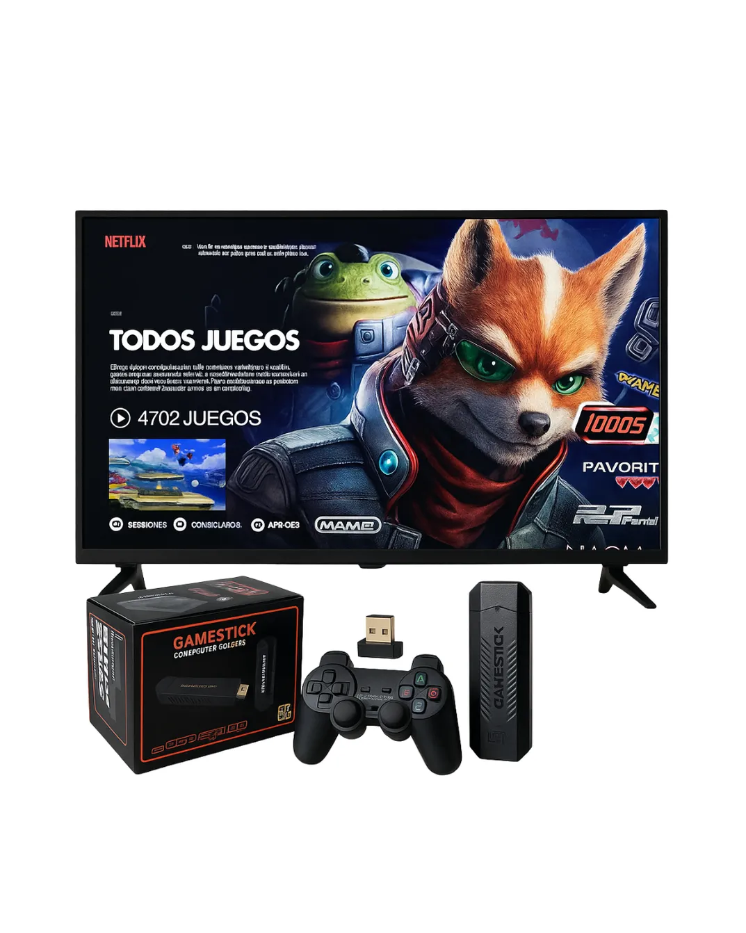 Game Stick X2 – Consola Retro con +40.000 Juegos Preinstalados y 40 Emuladores | Incluye 2 Mandos Inalámbricos