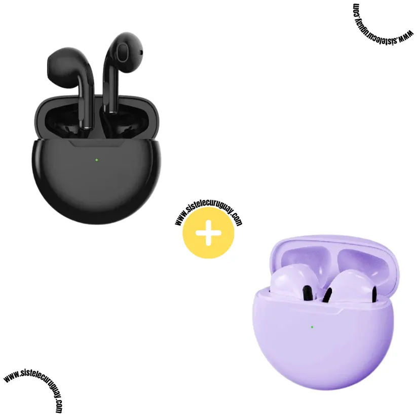 Auriculares Inalámbricos PRO6 (Pack x2) con Bluetooth 5.0, Control Táctil y Caja de Carga | Compatibles con iOS y Android