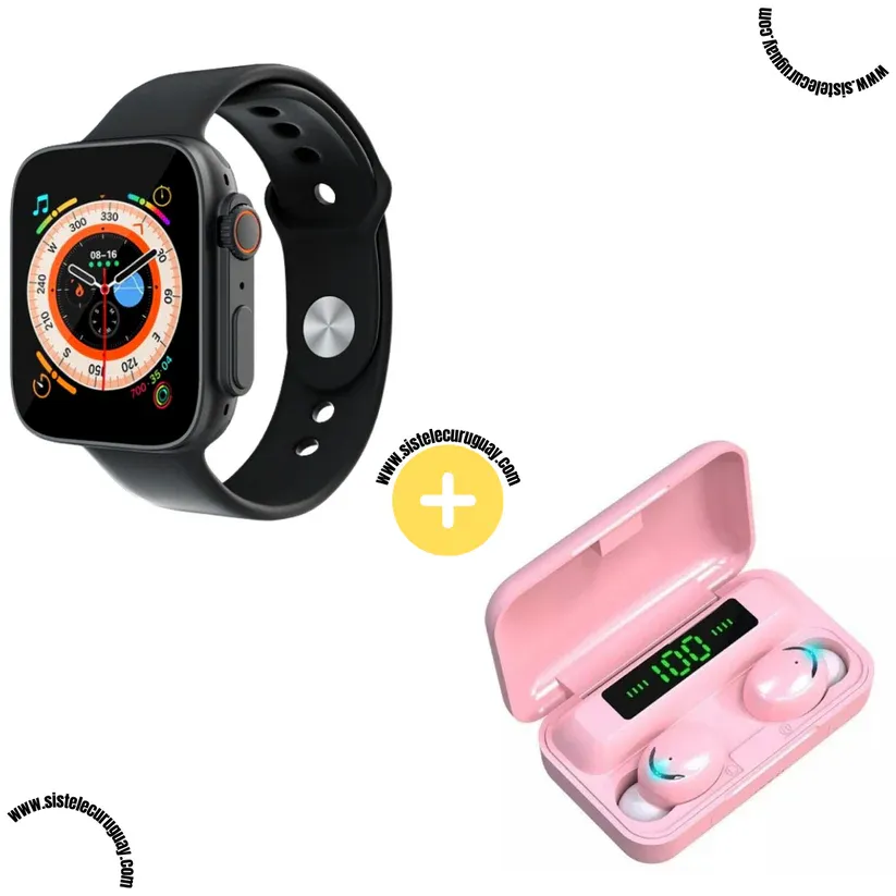 Smart Bracelet D20 Ultra con Monitor Cardíaco y Funciones Deportivas + Auriculares Inalámbricos F9 con Power Bank y Pantalla LED