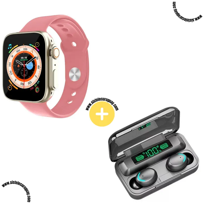 Smart Bracelet D20 Ultra con Monitor Cardíaco y Funciones Deportivas + Auriculares Inalámbricos F9 con Power Bank y Pantalla LED