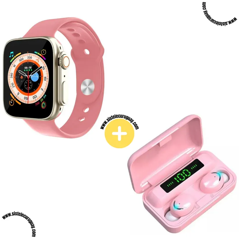 Smart Bracelet D20 Ultra con Monitor Cardíaco y Funciones Deportivas + Auriculares Inalámbricos F9 con Power Bank y Pantalla LED