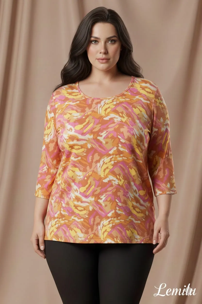 Blusa estampada manga 3/4