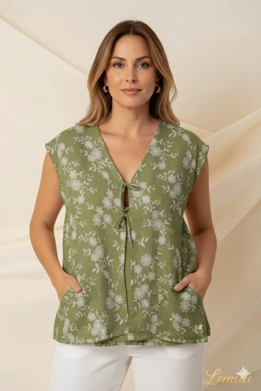 Chaleco de lino con diseño