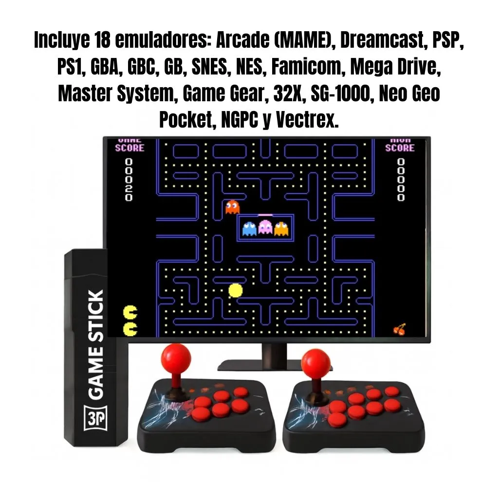 GameStick X2 Arcade | Consola Retro +20.000 Juegos con 2 Joysticks Inalámbricos