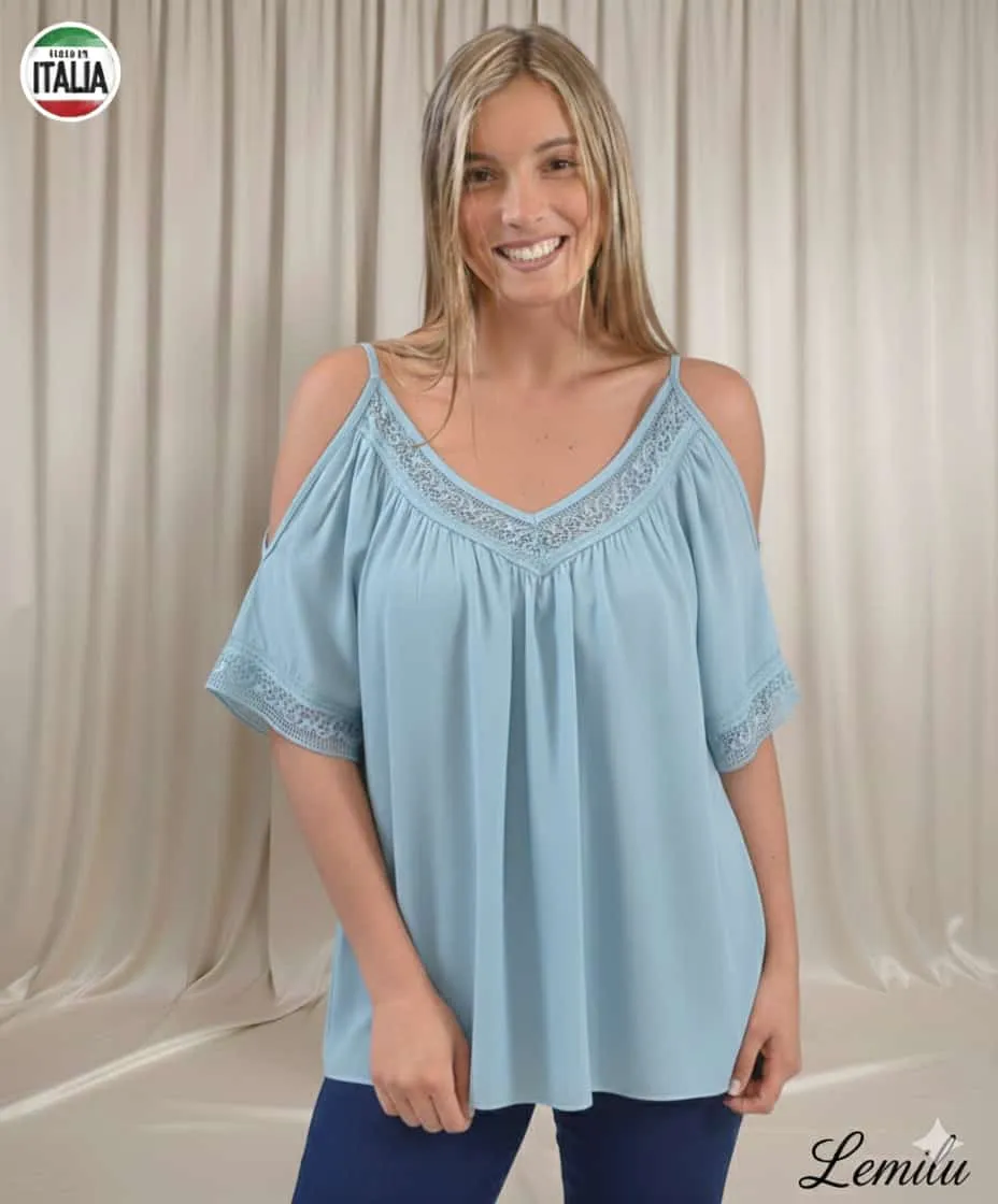 TOP de hombros descubiertos con lentejuelas