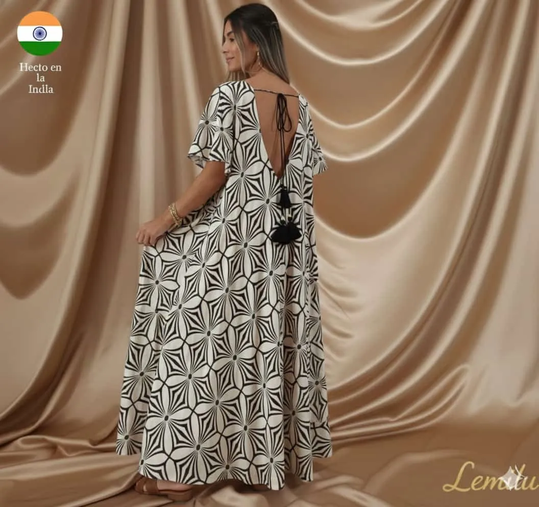 Vestido Maxi "Mandala Étnico" de Seda India: Elegancia y Comodidad sin Límites