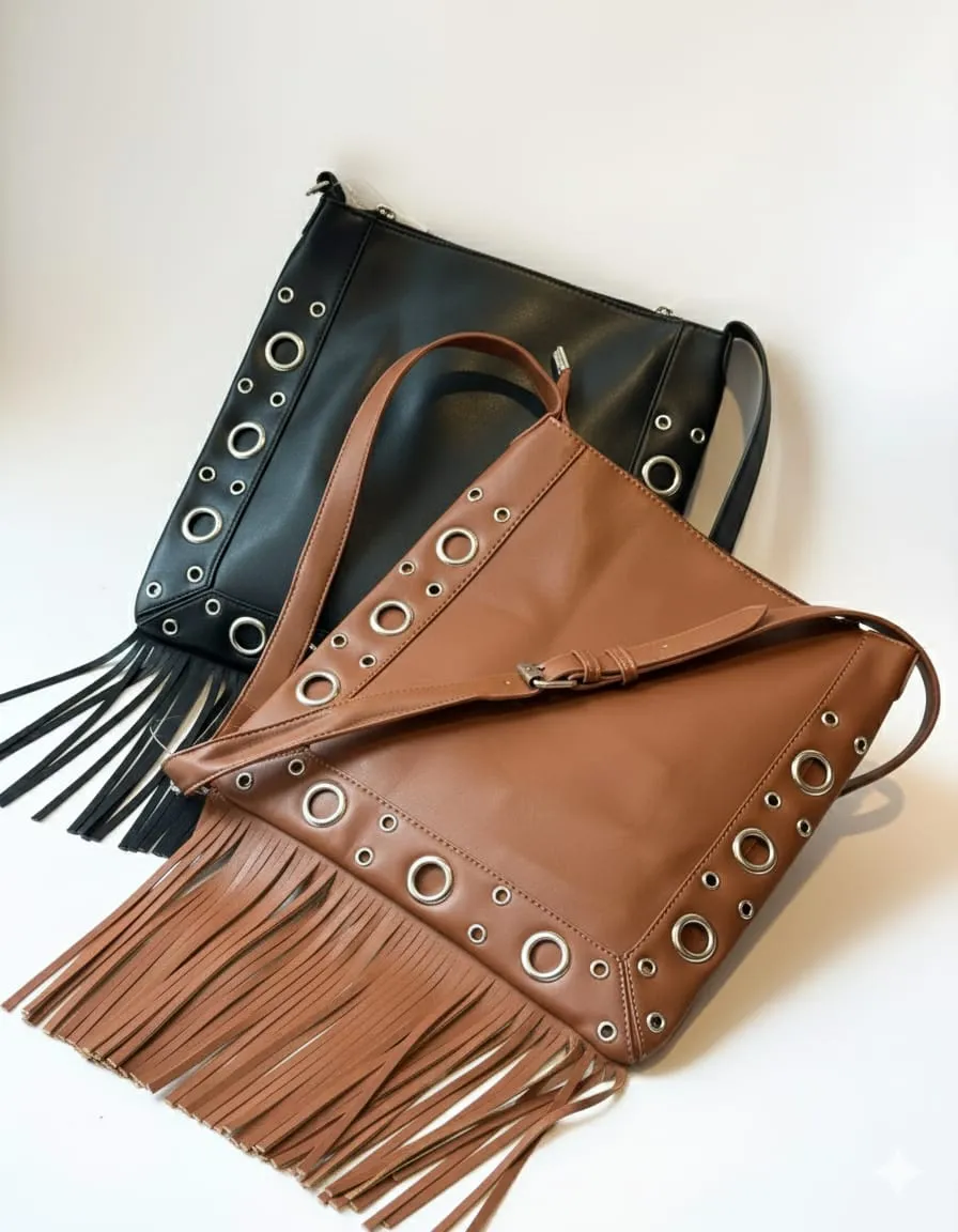 Bandolera  ​estilo 'Rock Boho' en Cuero y Flecos 