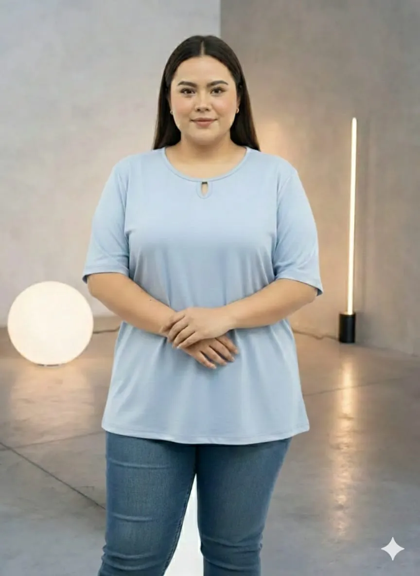 Blusa celeste en algodón