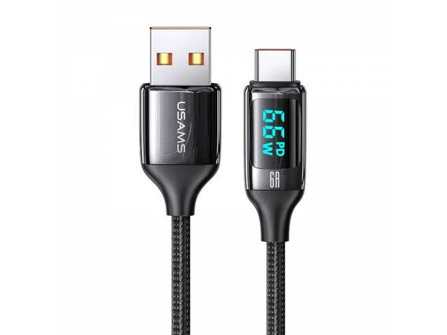 Cable de Datos USB C 6A 1.2M Negro U78 Con LCD Carga Rápida SJ544 USAMS