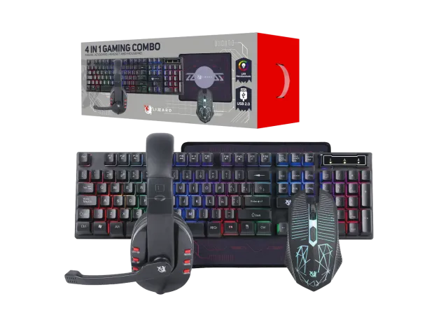Combo Gamer XZZ-CO-02 Teclado/Mouse/Auricular/Mousepad RGB USB X-Lizzard