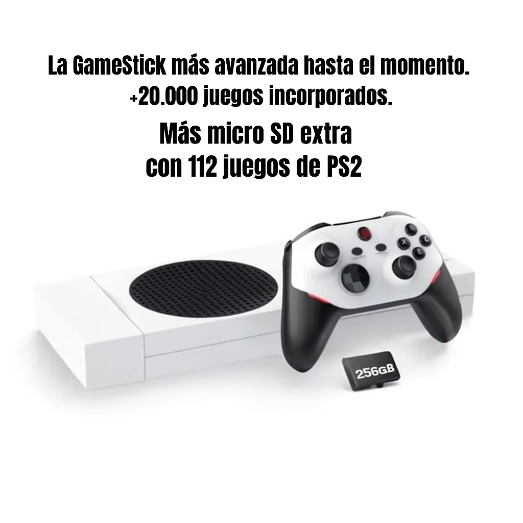 GameStick M88 Plus | Consola Retro 256GB con Emulador PS2 + MicroSD Extra con 112 Juegos PS2 | Mandos Recargables