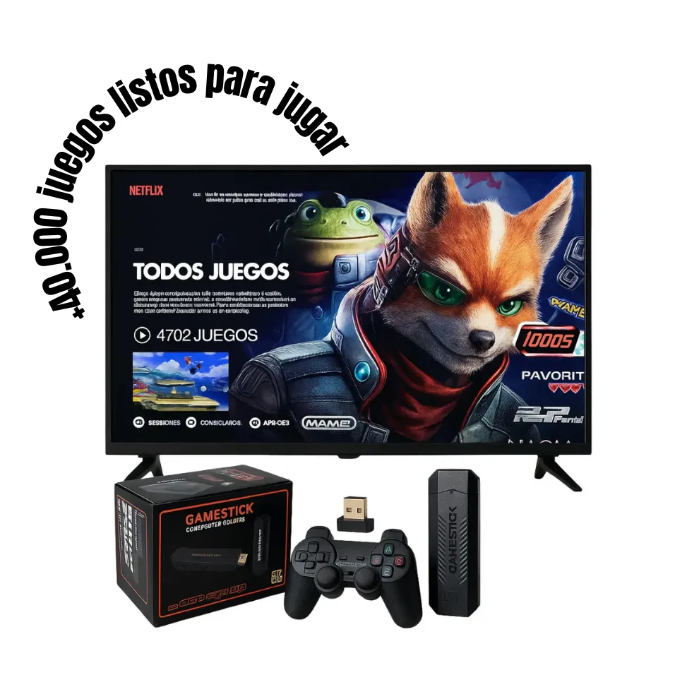 Game Stick X2 – Consola Retro con +40.000 Juegos Preinstalados y 40 Emuladores | Incluye 2 Mandos Inalámbricos