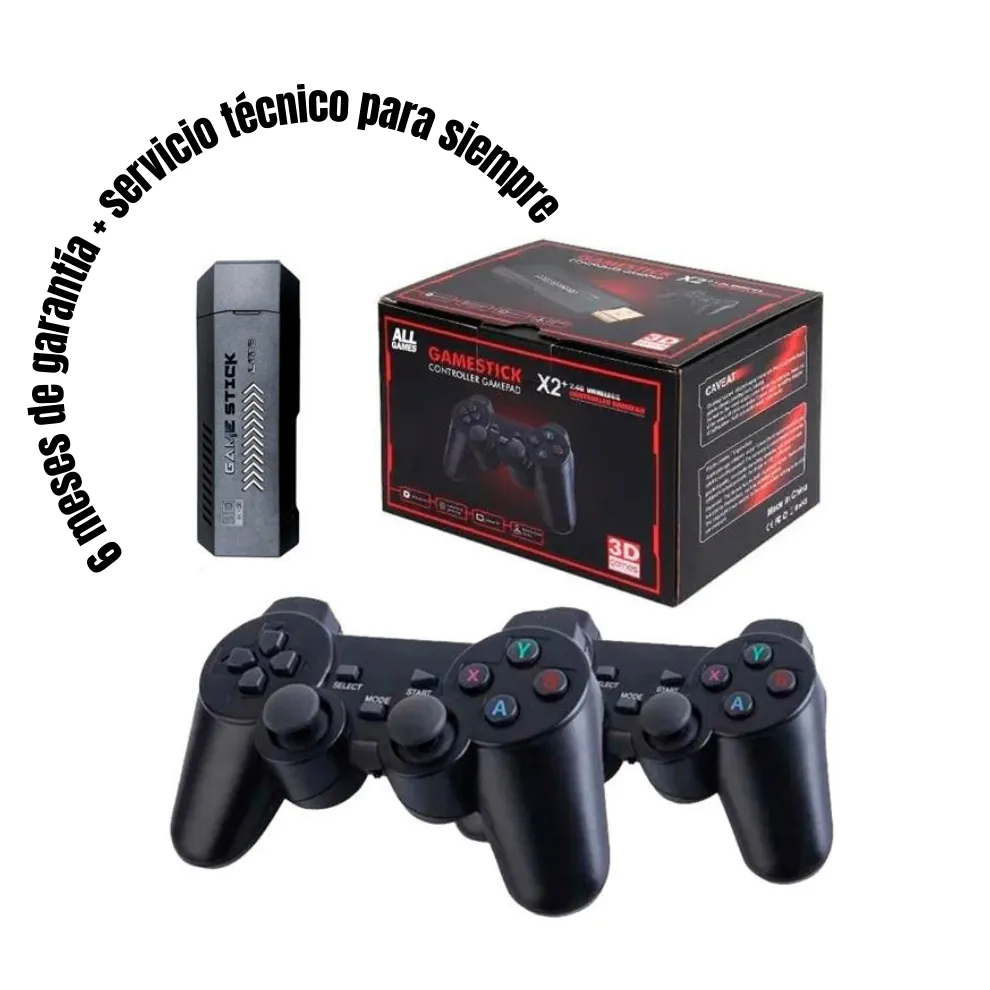 Game Stick X2 – Consola Retro con +40.000 Juegos Preinstalados y 40 Emuladores | Incluye 2 Mandos Inalámbricos