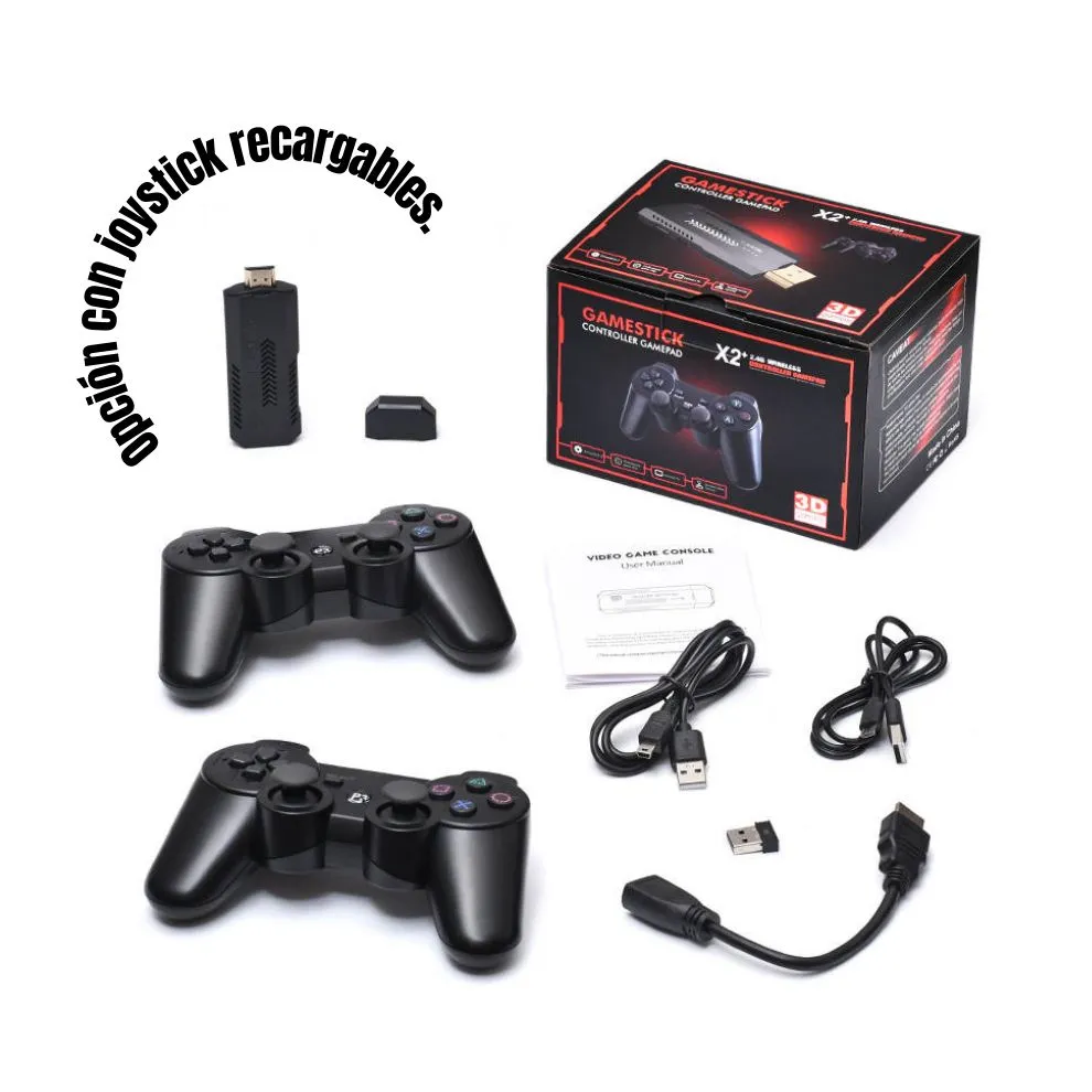 Game Stick X2 – Consola Retro con +40.000 Juegos Preinstalados y 40 Emuladores | Incluye 2 Mandos Inalámbricos