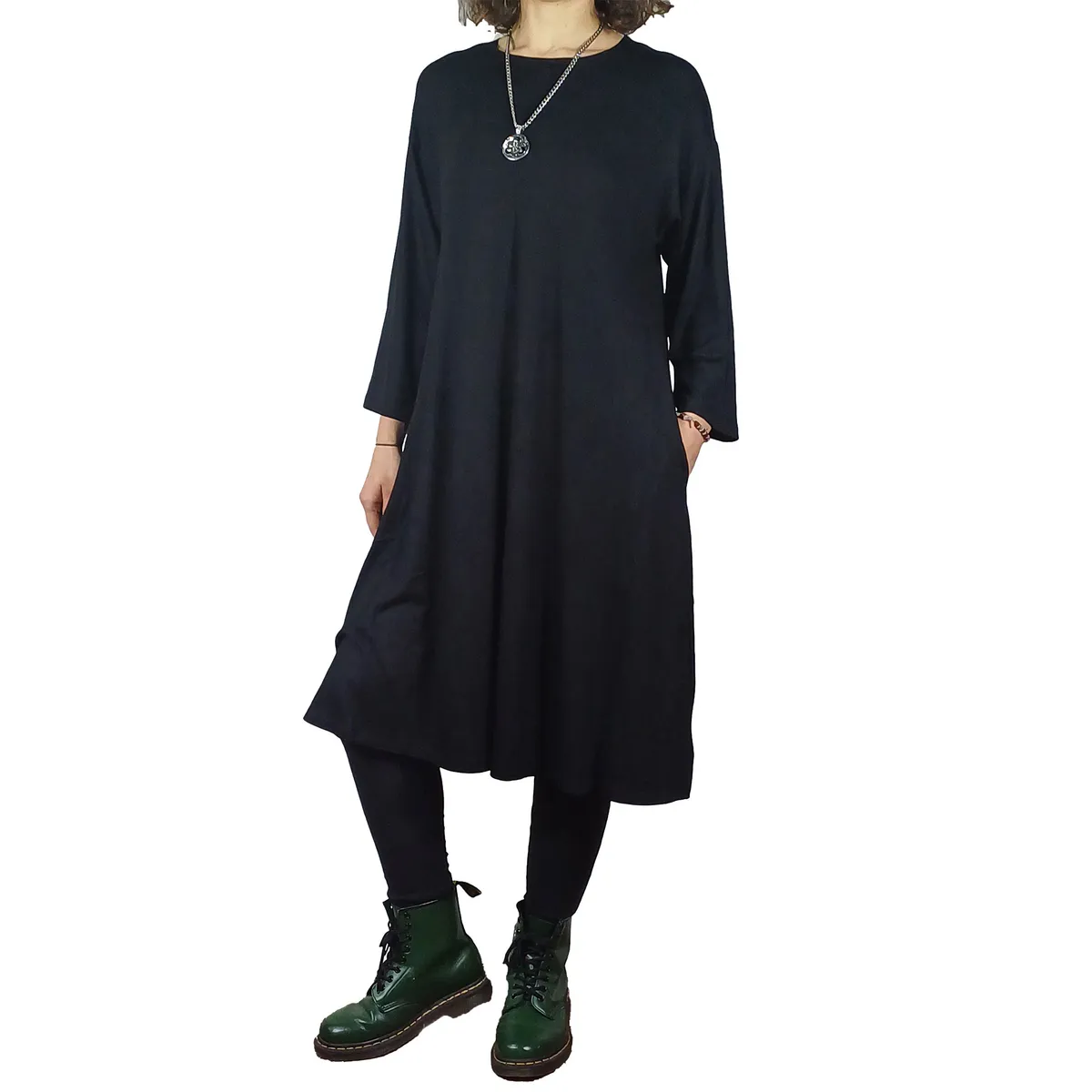 Vestido Midi Manga 7/8 Viscosa