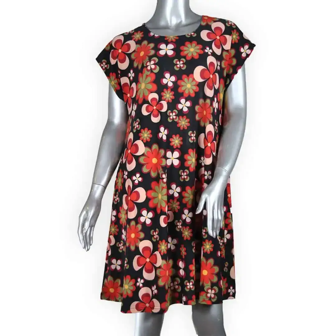 Vestido Manga Caída Trapecio