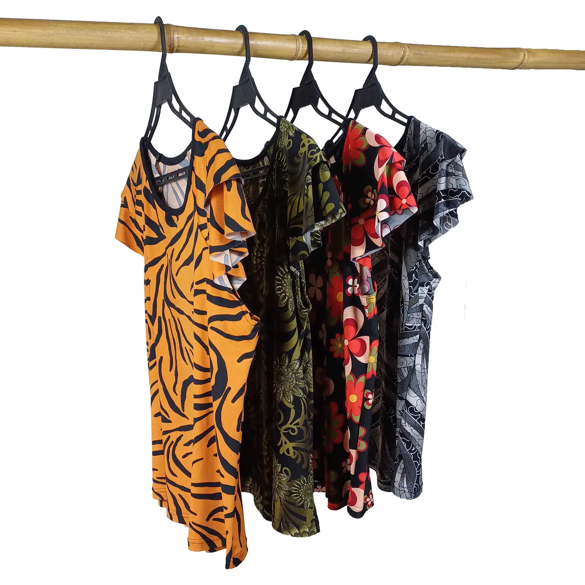 Blusa Manga Corta con Volados Viscosa