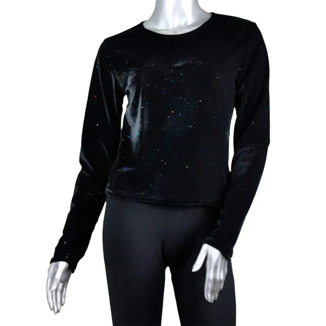 Crop Manga Larga Terciopelo Glitter