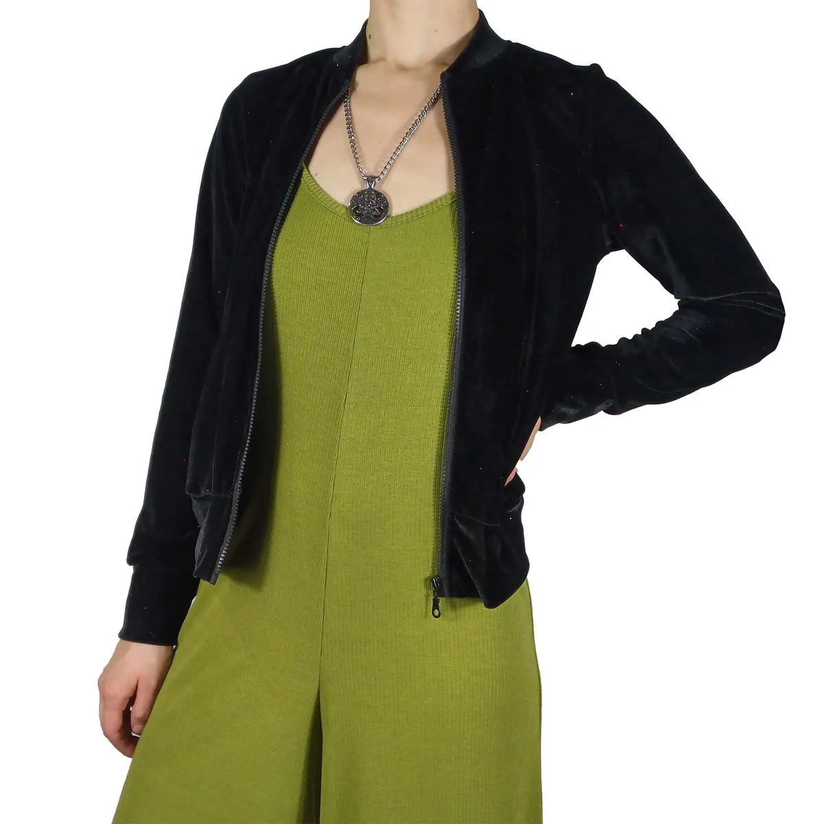 Campera Bomber Terciopelo Glitter