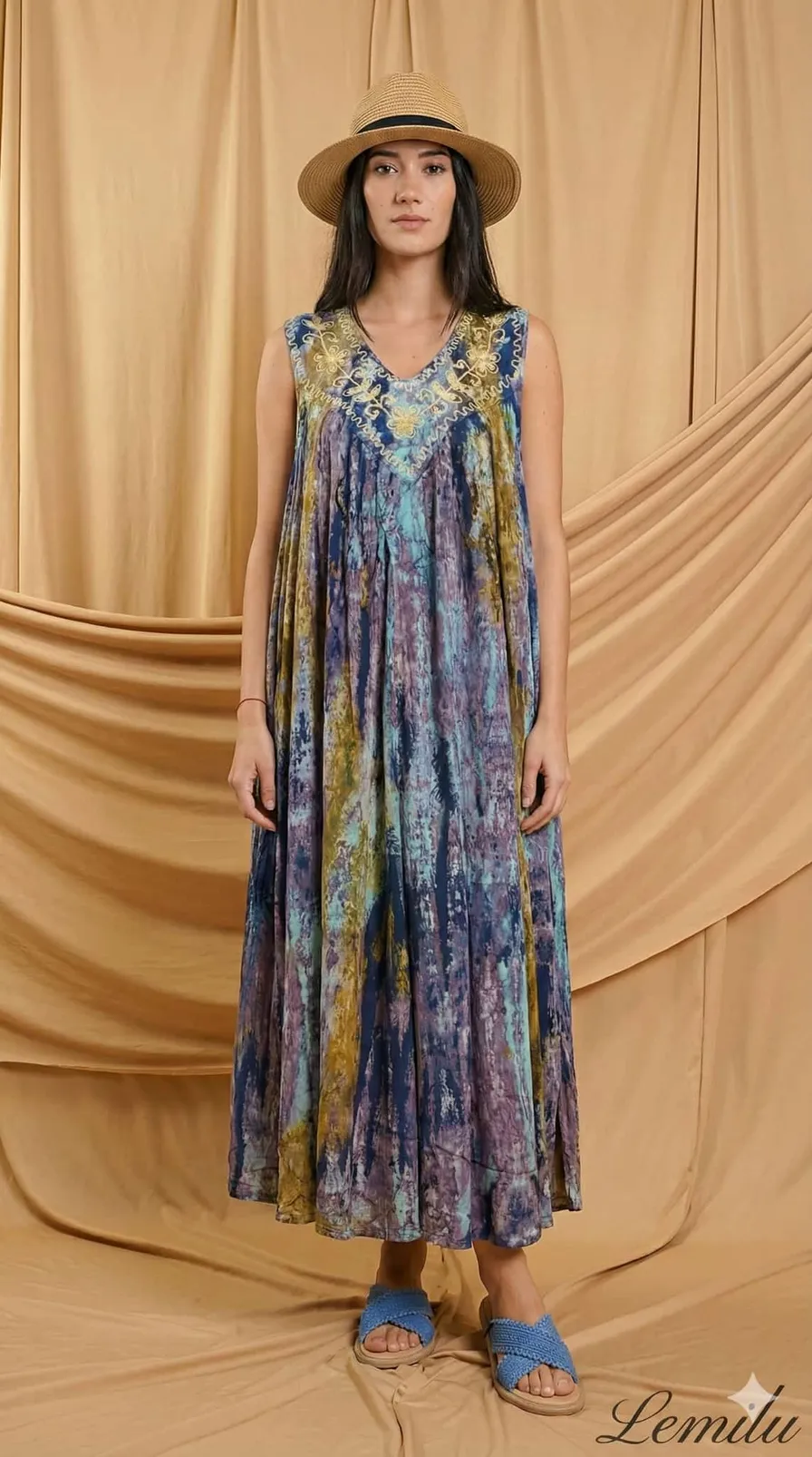 Vestido Hindu Kiran en bambula multicolor