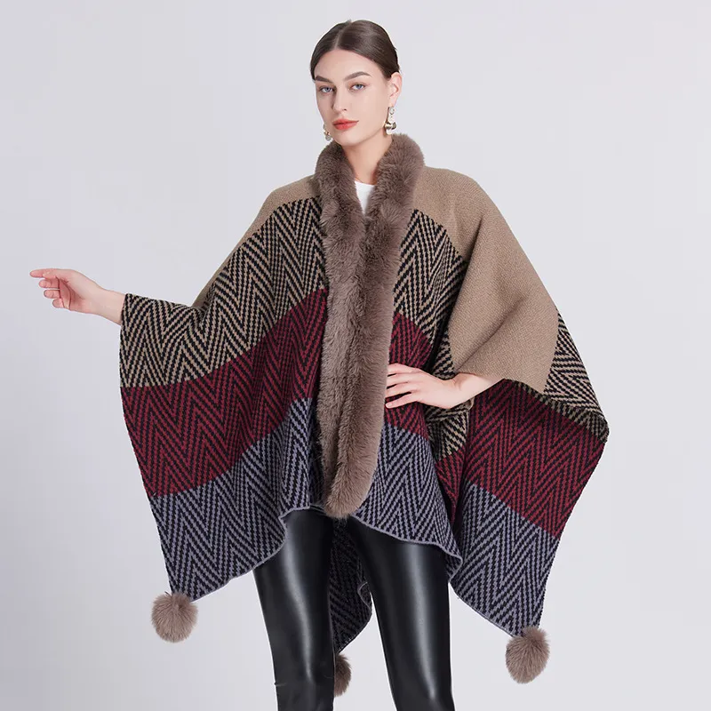 Poncho Luxury "Zig-Zag" con Piel
