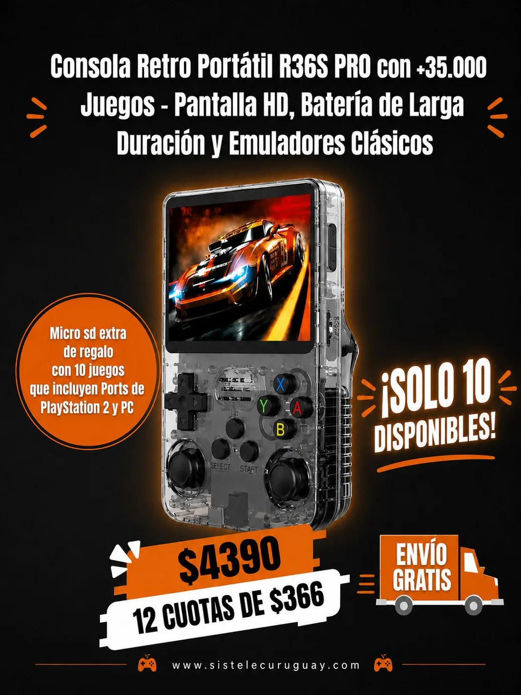 Consola Retro Portátil R36S PRO con +35.000 Juegos – Pantalla HD, Batería de Larga Duración y Emuladores Clásicos
