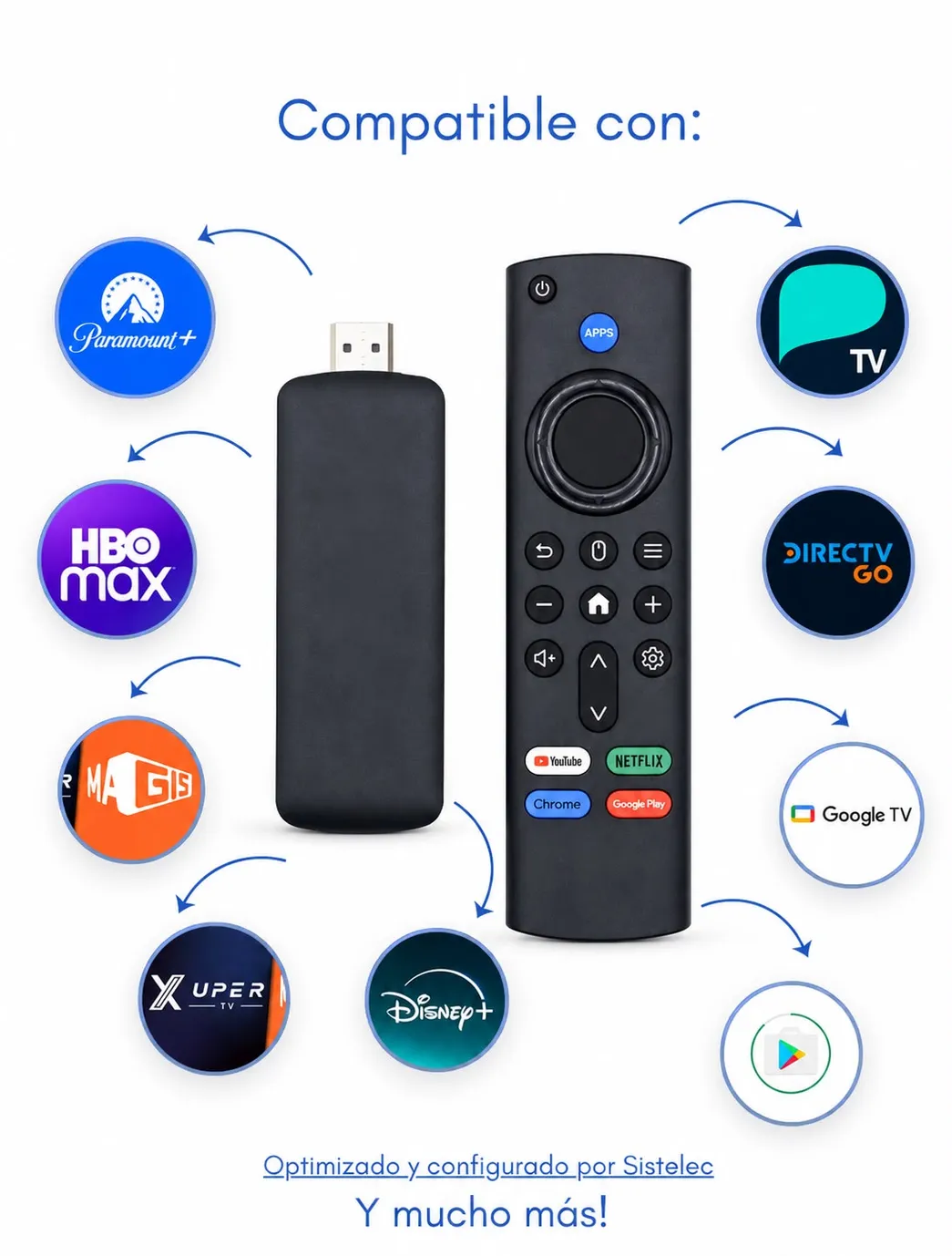 Android TV Stick 4K – Optimizado por Sistelec. Funciona con Antel TV.
